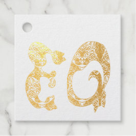 Etiquetas Para Recuerdos Iniciales de monograma en idioma inglés del gato