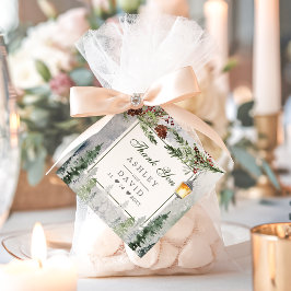 Etiquetas Para Recuerdos Invierno Árboles de Pino Rústicos Linterna Boda Ag