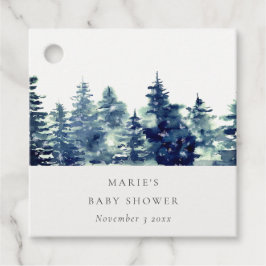 Etiquetas Para Recuerdos Invierno Bosque de Pino Nieve Acuarela Baby Shower