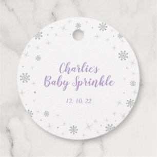 Etiquetas Para Recuerdos Invierno Encantado Niña Bebé Plata Púrpura Sprinkl