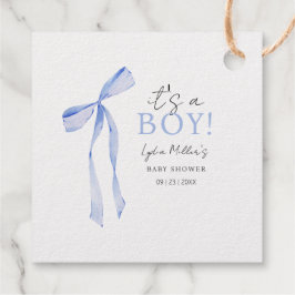 Etiquetas Para Recuerdos Invitación a Baby Shower de Blue Bow, Boy Baby Sho