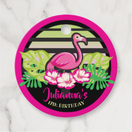 Etiquetas Para Recuerdos Invitación de cumpleaños tropical de FLAMINGO PINO