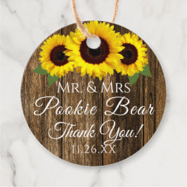 Etiquetas Para Recuerdos Invitado Boda Ruso Country Wood and Sunflowers