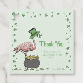 Etiquetas Para Recuerdos Irish Shamrock Flamingo Thank You