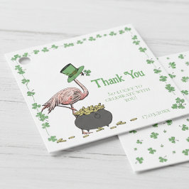 Etiquetas Para Recuerdos Irish Shamrock Flamingo Thank You