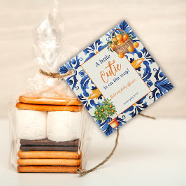 Etiquetas Para Recuerdos Italiano Blue Tile Cutie Naranja Citrus Baby Showe