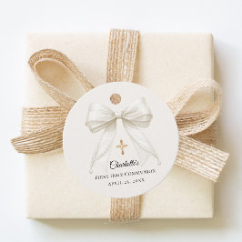 Etiquetas Para Recuerdos Ivory bow pearls First Holy Communion DIY