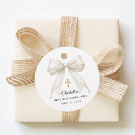 Etiquetas Para Recuerdos Ivory bow pearls First Holy Communion DIY