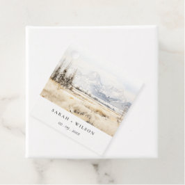 Etiquetas Para Recuerdos Jackson Hole Wyoming Watercolor Landscape Wedding