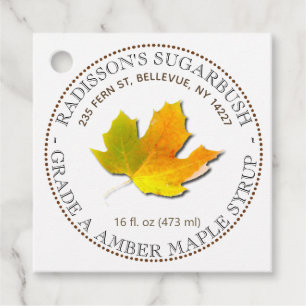Etiquetas Para Recuerdos Jarabe de arce Amarillo Azúcar Maple Nutrición Hec
