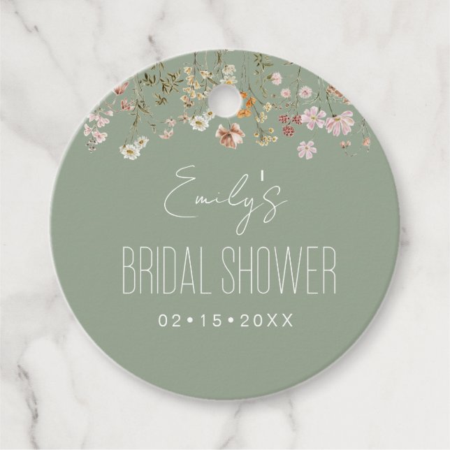 Etiquetas Para Recuerdos Jardín de Ducha de Novia Bohemio de Flores Silvest (Anverso)