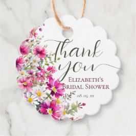 Etiquetas Para Recuerdos Jardín de flores silvestres rosadas brillantes par