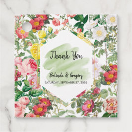 Etiquetas Para Recuerdos Jardín floral, acuarela y regalo de Boda geométric