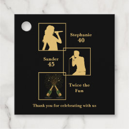 Etiquetas Para Recuerdos Joint Birthday Double the Fun Black Gold