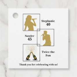 Etiquetas Para Recuerdos Joint Birthday Double the Fun White Gold