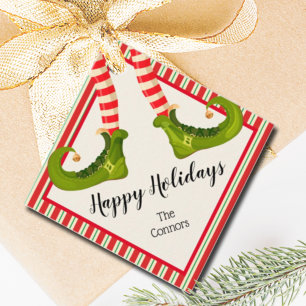Etiquetas Para Recuerdos Jolly Navidades Elf Legs Stripes Holiday DIAMOND
