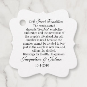 Etiquetas Para Recuerdos Jordan Almond Favor Tags, Greek Tradition Gift Tag