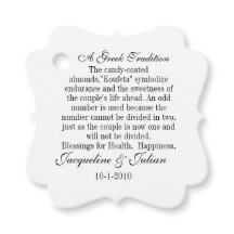 Jordan Almond Favor Tags, Greek Tradition Gift Tag