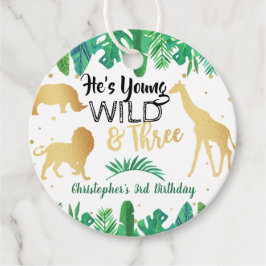 Etiquetas Para Recuerdos Jóvenes salvajes y tres niños tercer cumpleaños