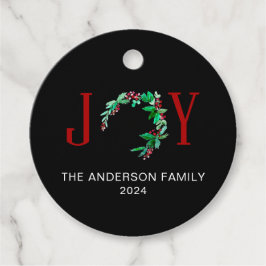 Etiquetas Para Recuerdos Joy Navidades Half Wreath Holiday Minimalista