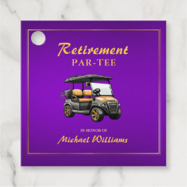 Etiquetas Para Recuerdos Jubilación Elegante Tema Golf Cart Purple Gold