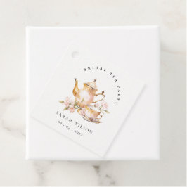 Etiquetas Para Recuerdos Juego de té floral de oro rosa para fiesta de desp