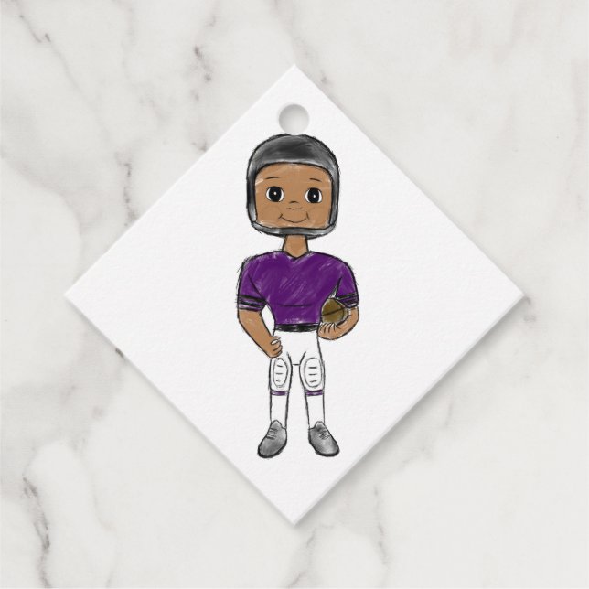 Etiquetas Para Recuerdos jugador de fútbol retro vintage morado negro simpl (Anverso)