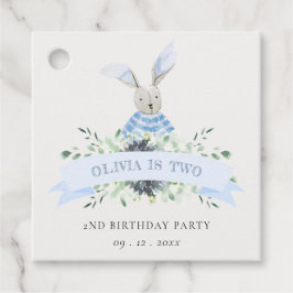 Etiquetas Para Recuerdos Juguete de conejo de Blue Aqua Cualquier Cumpleaño