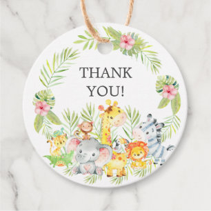 Etiquetas Para Recuerdos Jungle Animals Baby Shower Favor Gift Tag