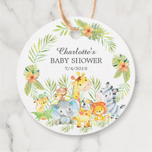 Etiquetas Para Recuerdos Jungle Animals Baby Shower Favor Gift Tag