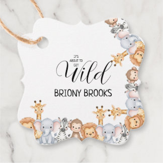 Etiquetas Para Recuerdos Jungle Safari "It's About To Get Wild" Baby Shower