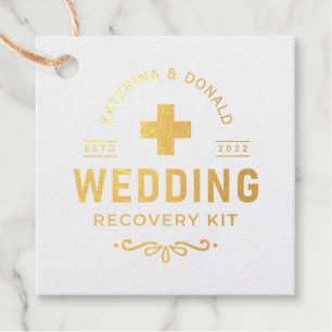 Etiquetas Para Recuerdos Kit de recuperación de resaca de Boda de oro Etiqu