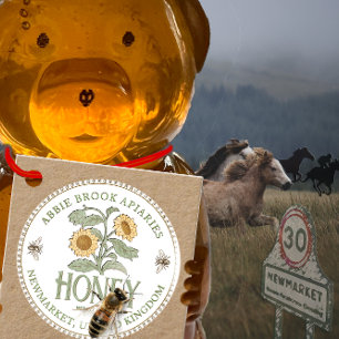 Etiquetas Para Recuerdos Kraft HoneyJar Neck tag Vintage Sunflower and Bees
