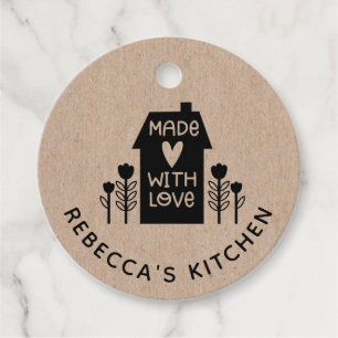 Etiquetas Para Recuerdos Kraft personalizado hecho en casa con amor