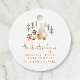 Etiquetas Para Recuerdos La aventura comienza a acampar animales en Baby Sh