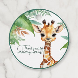 Etiquetas Para Recuerdos La divertida jungla de Baby Shower con jirafa