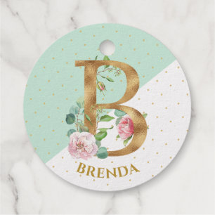 Etiquetas Para Recuerdos La letra B del monograma floral es para Brenda