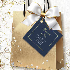 Etiquetas Para Recuerdos La Marina Blue Gold Border Elegant Wedding Gracias