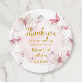 Etiquetas Para Recuerdos La mariposa rosa de oro Baby Shower favorece las e