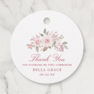 Etiquetas Para Recuerdos La Primera Comunión De Pink Rose Peony Gracias