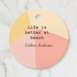 Etiquetas Para Recuerdos La vida es mejor en la playa amarillo naranja boho