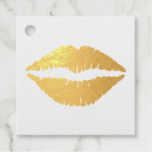 Etiquetas Para Recuerdos Labios de Beso de Oro