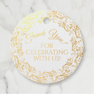 Etiquetas Para Recuerdos Lacy Relieve metalizado dorado Floral Filigree Bod