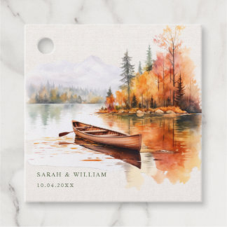 Etiquetas Para Recuerdos Lago de otoño romántico y boda en barco Favor Tags