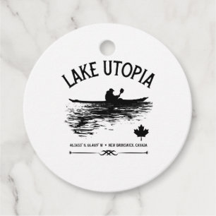Etiquetas Para Recuerdos Lago Utopía Nuevo Brunswick Canadá Lagos - Remero