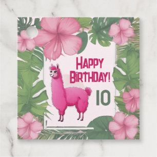 Etiquetas Para Recuerdos Lama sonriente rosa feliz