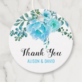 Etiquetas Para Recuerdos Las flores acuáticas azules de Aqua boda Gracias