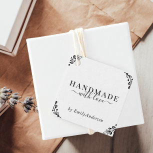 Etiquetas Para Recuerdos Laurel Elegante Hecho a Mano con Amor Producto Emp
