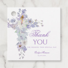 Etiquetas Para Recuerdos Lavender Floral Cross Baptism Favor Tag