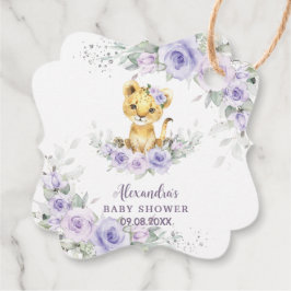 Etiquetas Para Recuerdos Lavender Purple Floral Lion Cub Baby Shower